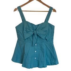 Kancy Kole Women's Peplum‎ Knot Front Tank Blouse Blue Size L Rockabilly
